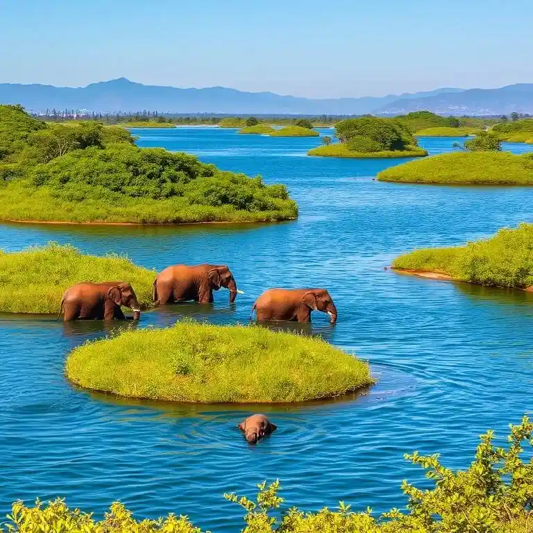 Senanayake Samudra reservoir in Gal Oya National Park, Sri Lanka